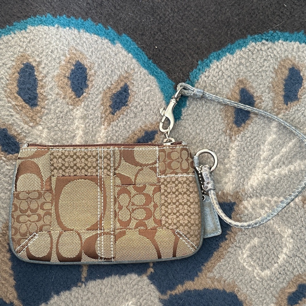 Coach patchwork signature small wristlet